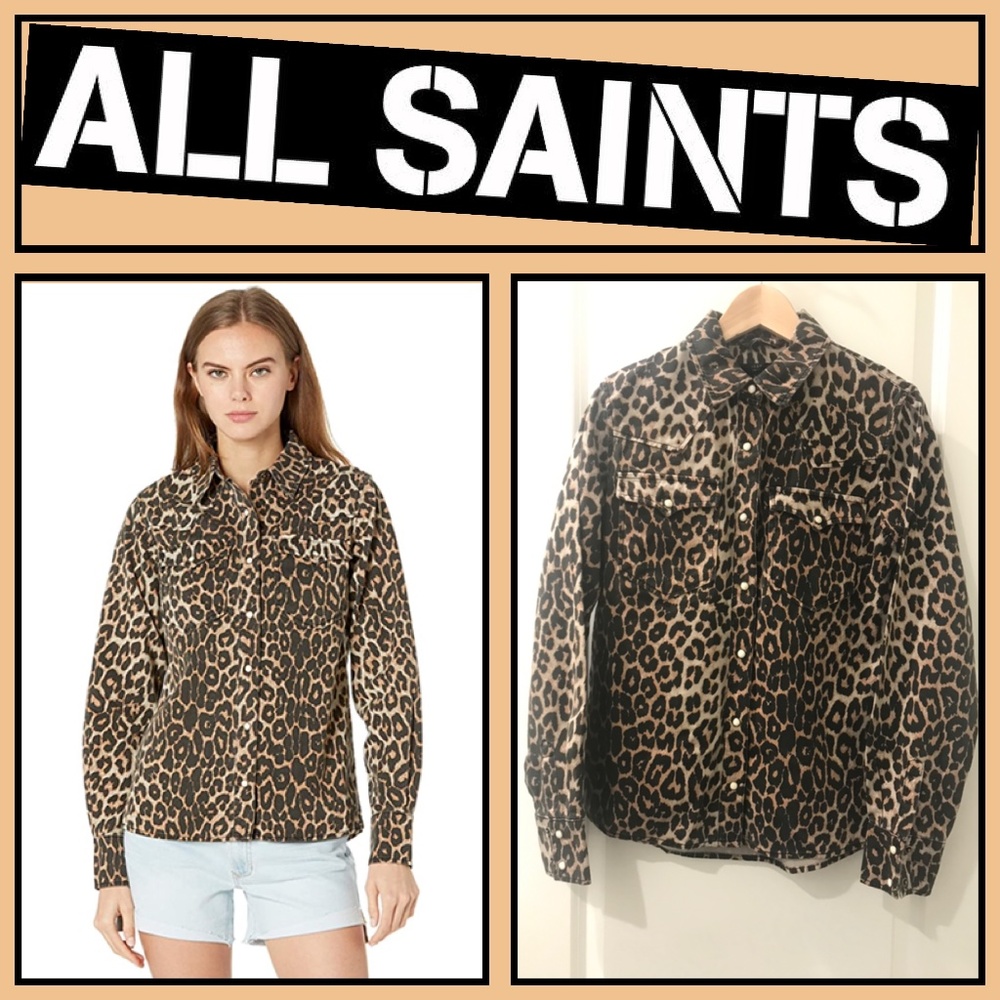 ALL SAINTS- Ezra Animal Print Twill Shirt (NWT)